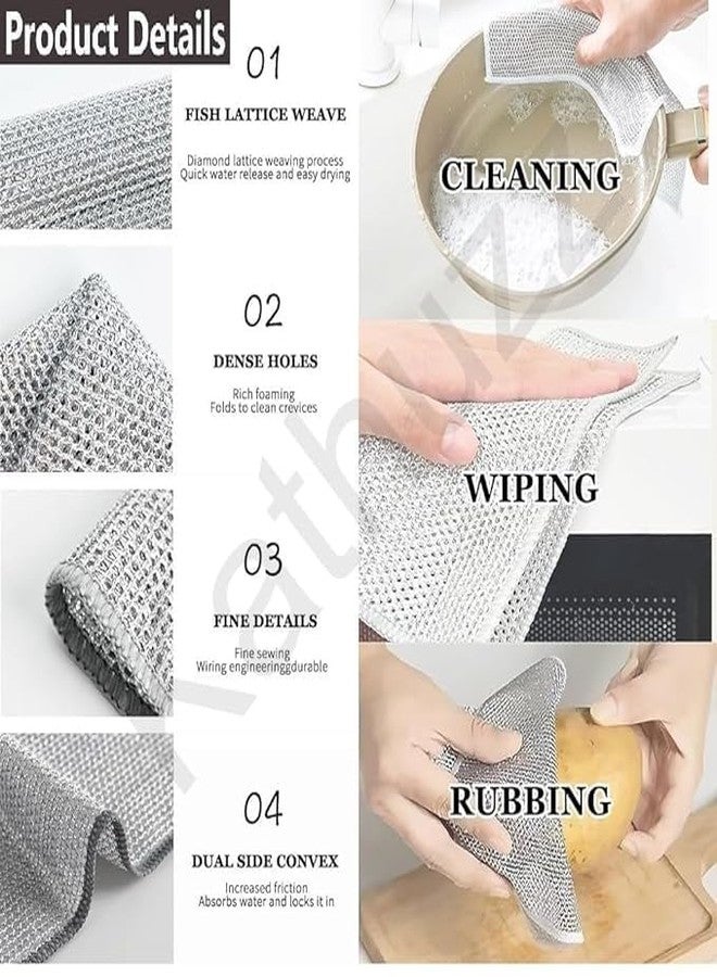 HOMETIC Non-Scratch Wire Dishcloth Multipurpose Wire Dishwashing Cloth for Wet and Dry Easy Rinsing Reusable Wire Cleaning Cloth Kitchen Sinks Pan Dish Pan Counter Easy Rinsing Washable (10) - Image 4